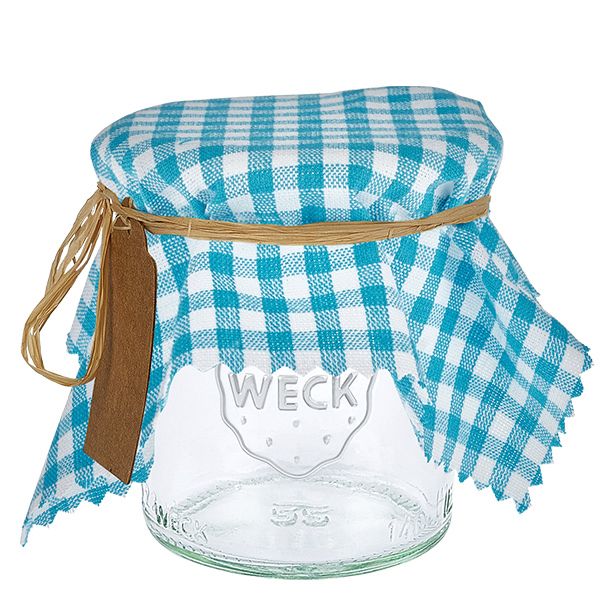 Stoffen lapje voor deksel turquoise geruit 15cm hoekig