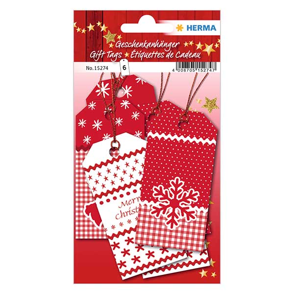 Label "White Christmas" (6 stuks) met glitter Label "White Christmas" (6 stuks) met glitter
