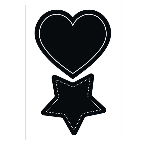 Schoolbord etiketten hart & ster (4 stickers)