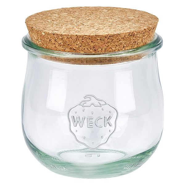 370ml tulpenglas WECK RR80 met kurk WECK tulpenpot 370ml RR80 met natuurlijk kurkdeksel inmaakpot voorraadpot transparant