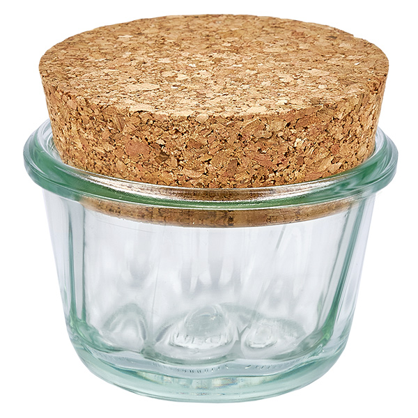 165ml Bundtcakeglas WECK RR80 met kurk naturel 165ml Bundtcakeglas WECK RR80 met kurk naturel