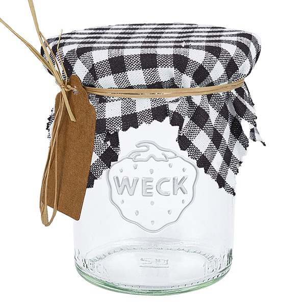 Stoffen doily geblokt wit/zwart 120x120mm vierkant