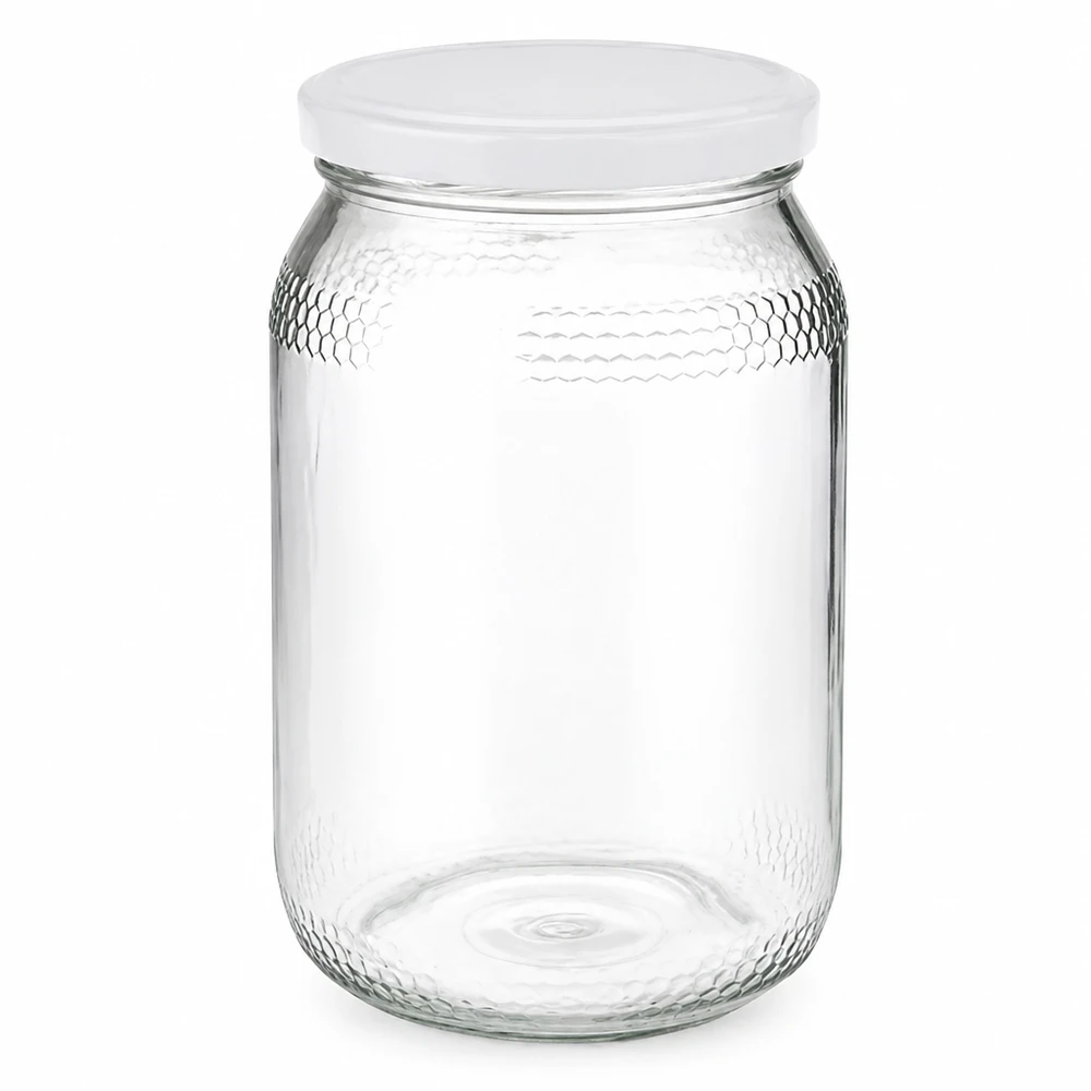 Honingpot 1260 g met witte BasicSeal UNiTWIST-deksel Honingpot 900ml met wit BasicSeal deksel UNiTWIST dop transparant Bijenteeltbenodigdheden Honingverpakking