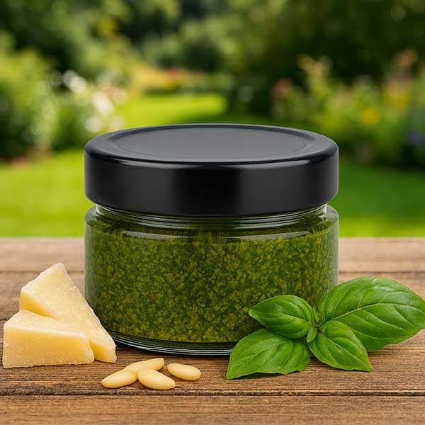 130ml rond glas met BasicSeal deksel zwart UNiTWIST