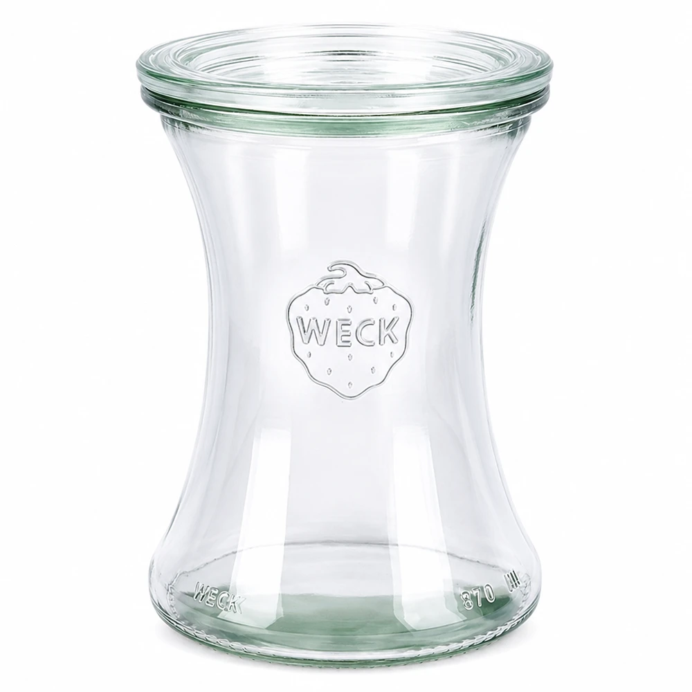 Delikatessenpot van 370 ml met glazen deksel WECK RR80 WECK delicatessenpot 370ml met glazen deksel RR80 lege inmaakpot transparant met WECK logo
