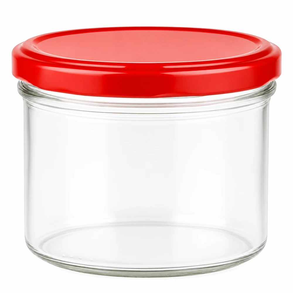 230ml cilindrische pot met BasicSeal deksel rood UNiTWIST 230 ml cilindrische pot met rood BasicSeal deksel UN-gecertificeerd voor levensmiddelen en conserven