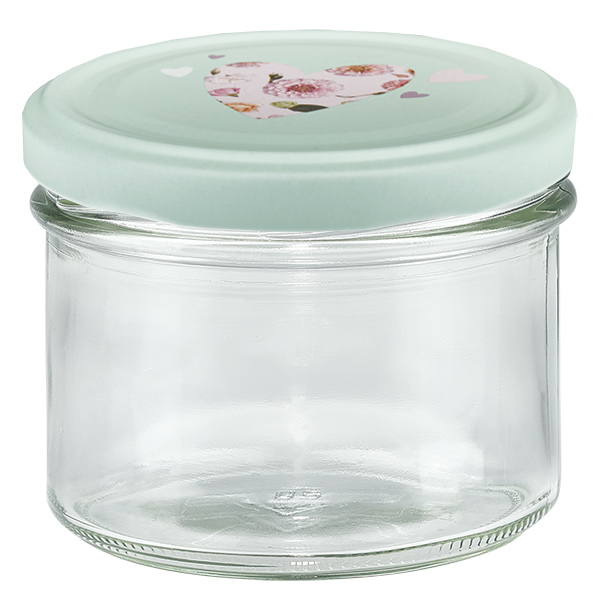 Glazen van 225 ml + BasicSeal-deksel met munt hart UNiTWIST