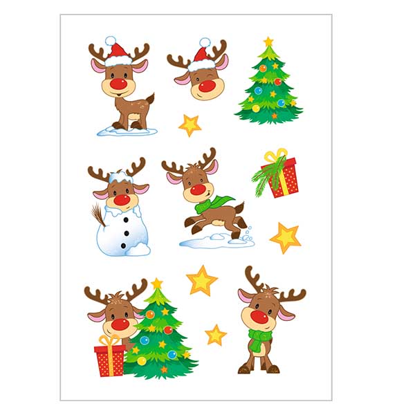 Rudolph stickers (24 stickers met glitter)