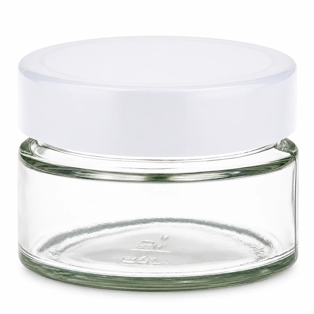 130ml rond glas met BasicSeal deksel wit UNiTWIST 130 ml ronde glazen pot met wit BasicSeal deksel UNiTWIST - lege glazen pot met schroefdop voor opslag