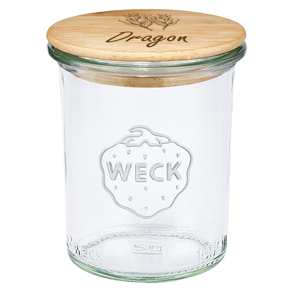 Houten dekselset "Dragon" met WECK steelpannen 160ml Houten dekselset "Dragon" met WECK steelpannen 160ml