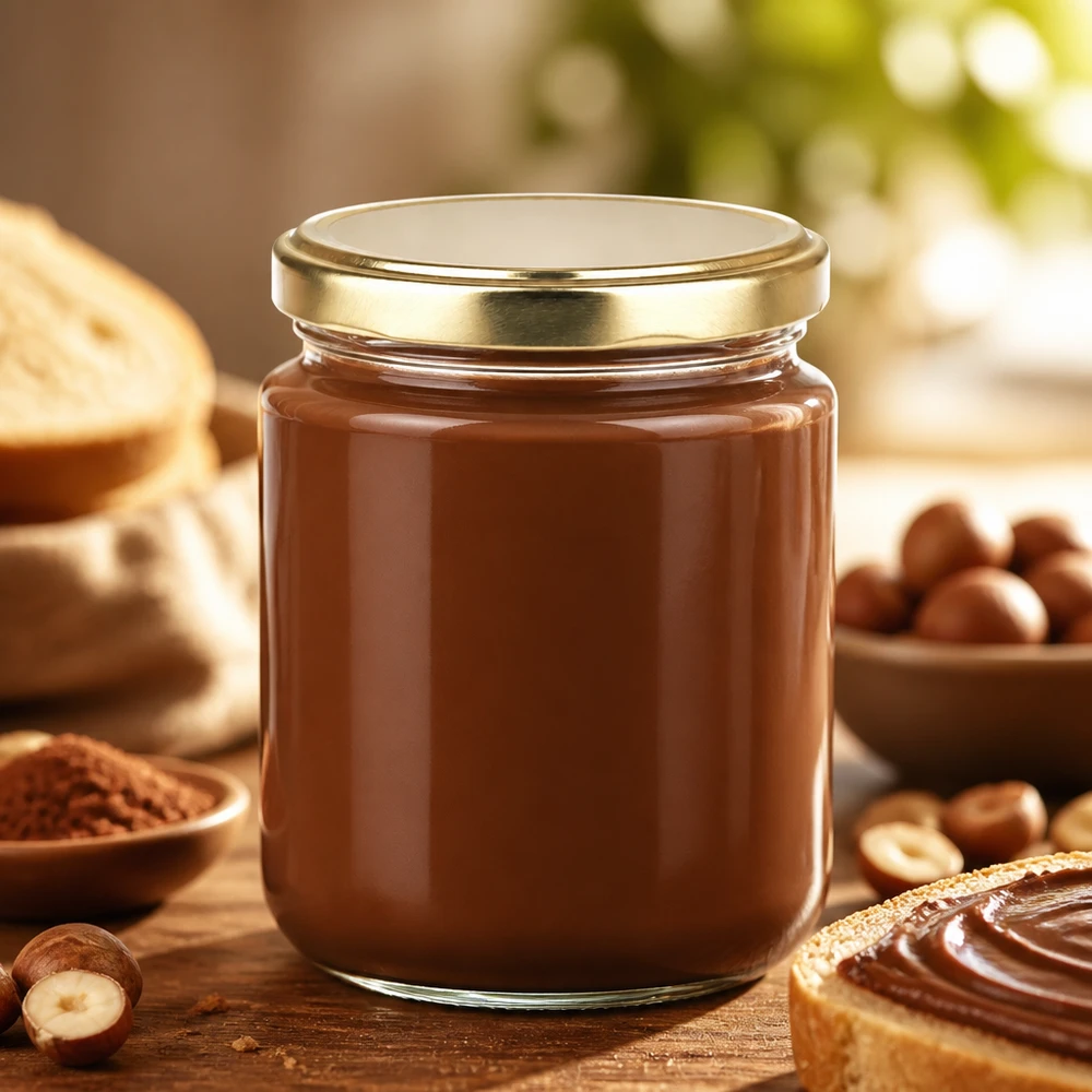 275 ml rond glazen pot met UniTwist gouden schroefdeksel, ideaal voor het bewaren van nougat en crèmes