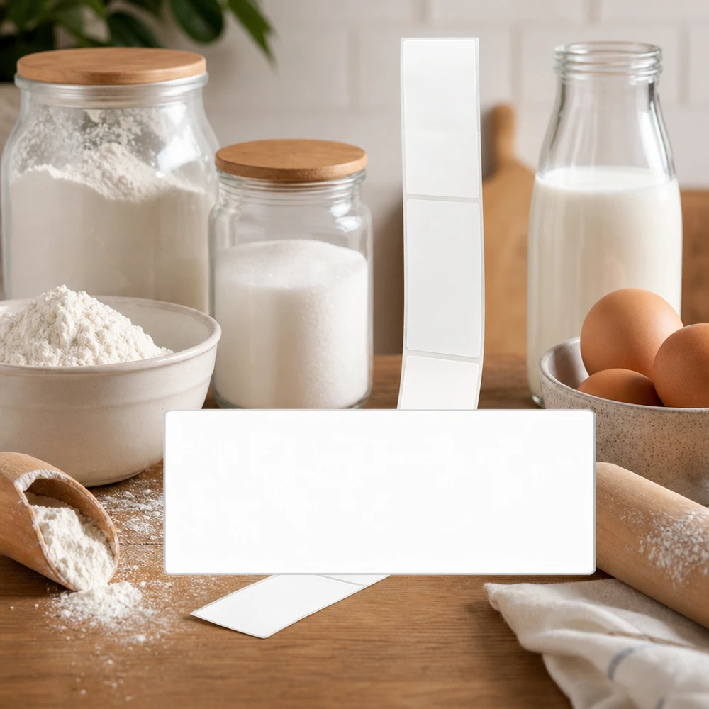 20 etiketten, wit, verwijderbaar 54x154.5mm Beschriftungsetiketten 54x154,5mm für Backzutaten und Küchenorganisation in gemütlicher Landhaus-Küche