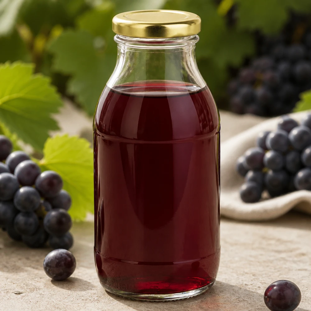 Bolvormige glazen fles van 250 ml met gouden BasicSeal-deksel UNiTWIST, geschikt voor sappen en smoothies