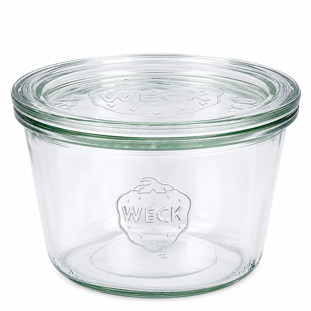 WECK RR100-pot van 370 ml met glazen deksel WECK 370ml inmaakpot met glazen deksel RR100 transparante inmaakpot met reliëf logo voor inmaak