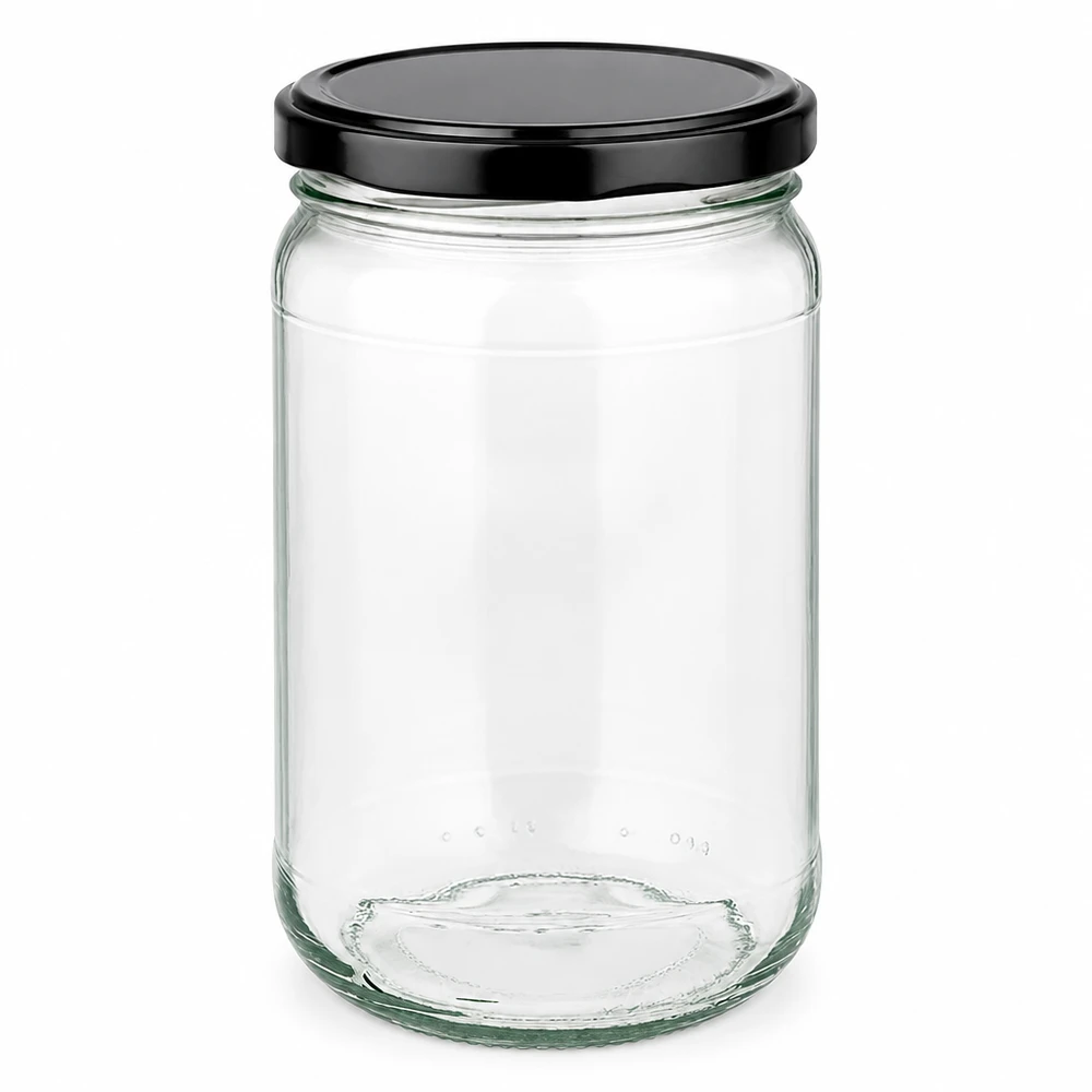 305ml rond glas met BasicSeal deksel zwart UNiTWIST 305 ml ronde pot met zwart BasicSeal deksel UNiTWIST - lege glazen pot voor conserven en opslag