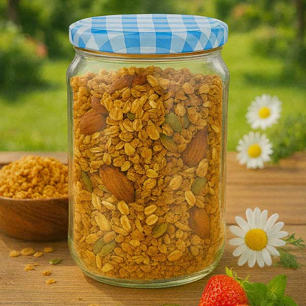 1062ml rond glas met BasicSeal deksel blauw/wit UNiTWIST