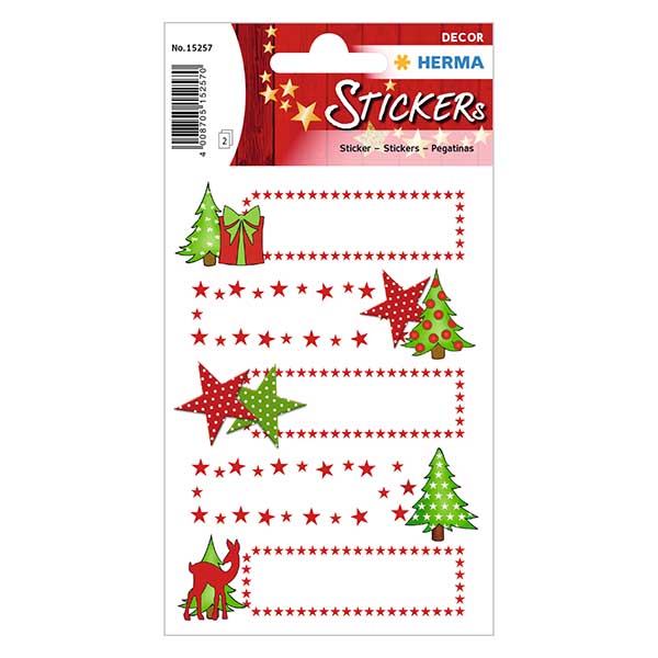 Stickers "Sterren & dennenboom" (10 stickers met glitter) Stickers "Sterren & dennenboom" (10 stickers met glitter)