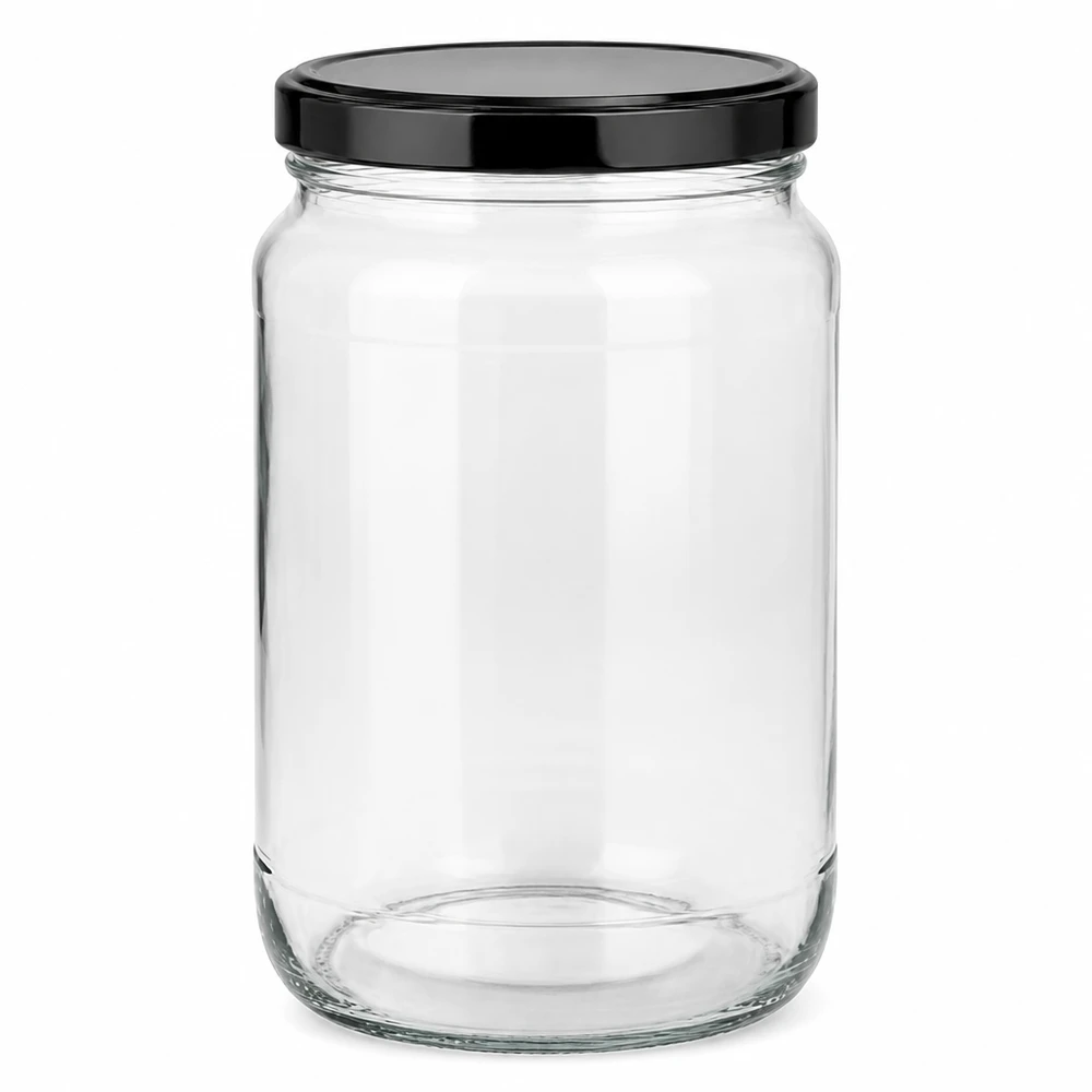 1700ml rond glas met BasicSeal deksel zwart UNiTWIST 1700ml ronde pot met zwart BasicSeal deksel UN-gecertificeerde glazen pot inmaakpot voorraadpot