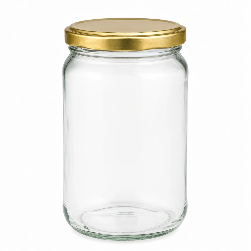 305ml rond glas met BasicSeal deksel goud UNiTWIST 305 ml ronde pot met gouden BasicSeal deksel UNiTWIST - lege inmaakpot van helder glas voor jam en honing