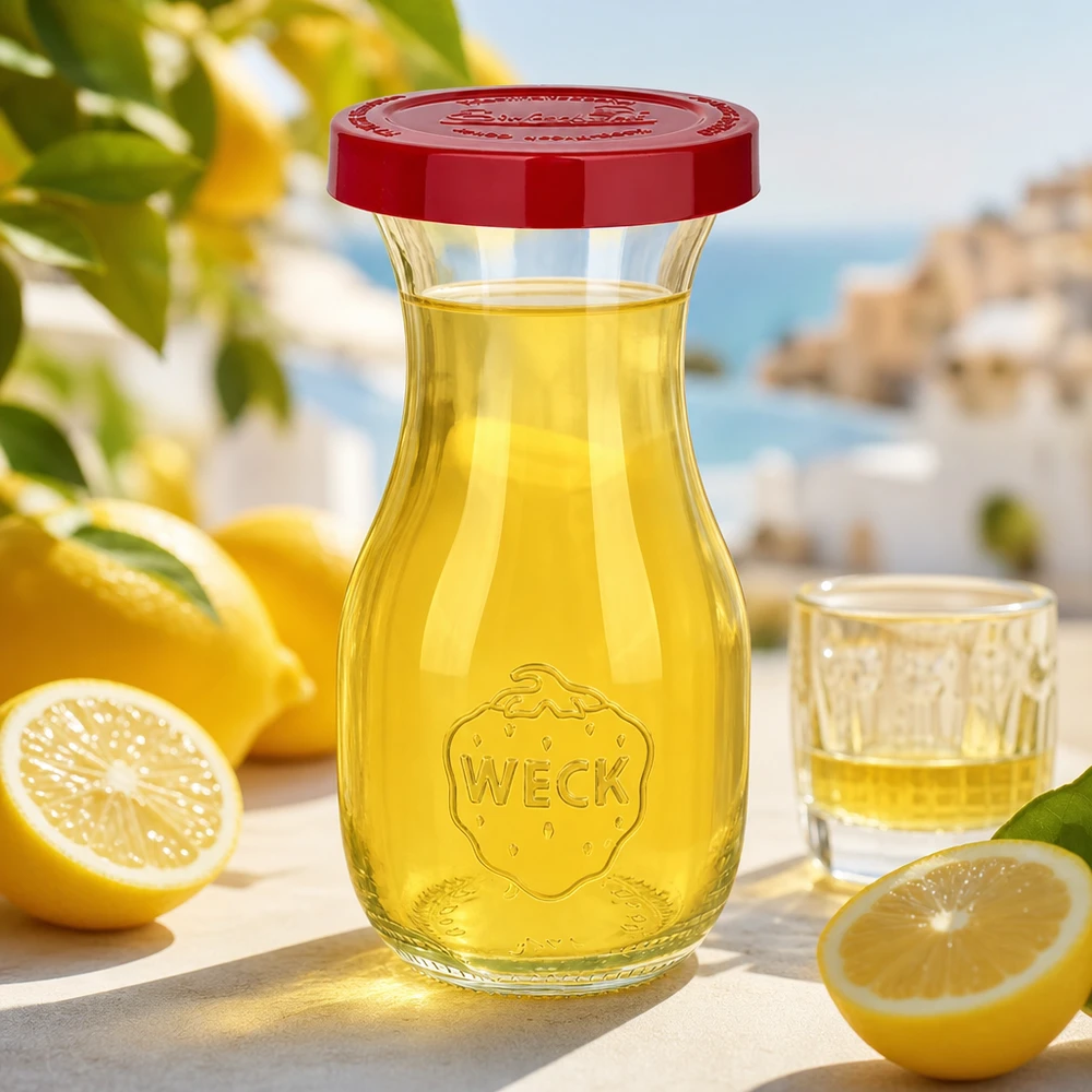 Hoogwaardige WECK glazen fles 290ml met rood siliconen deksel perfect voor citroensap en vitaminedrankjes
