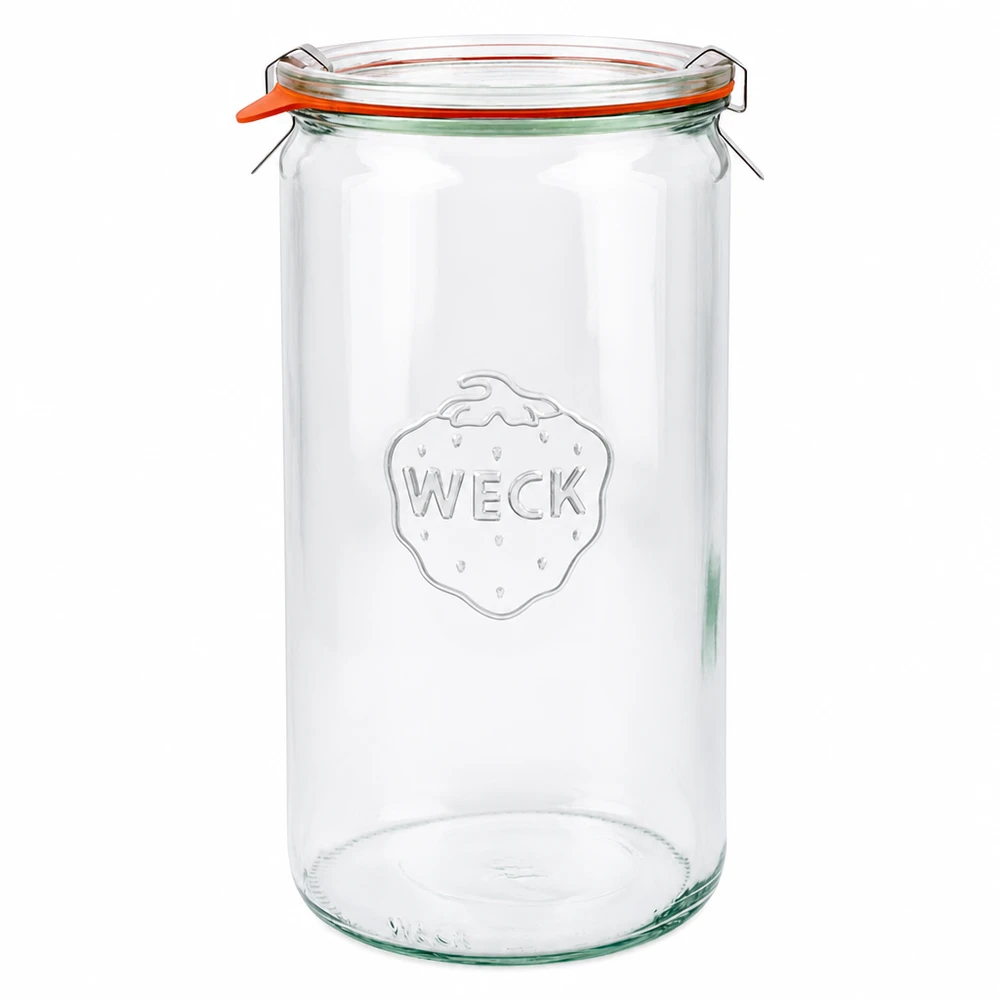 1590ml cilinderglas compleet WECK RR100 WECK weckpot 1590ml RR100 met glazen deksel rubberen ring en klemmen weckpot transparant leeg