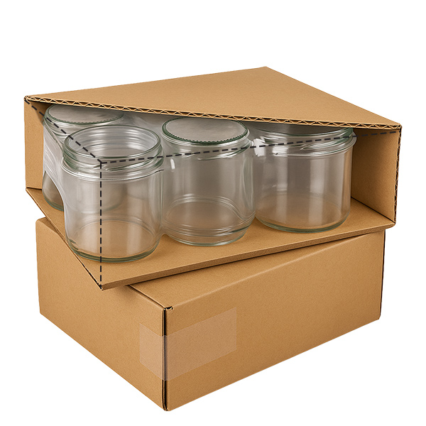 Ronde pot van 375 ml + deksel BasicSeal mint lichtpuntjes UNiTWIST 375ml ronde potten met mint BasicSeal deksel puntjes set van 6 kartonnen verpakkingen voorraadpotten inmaakpotten bulk