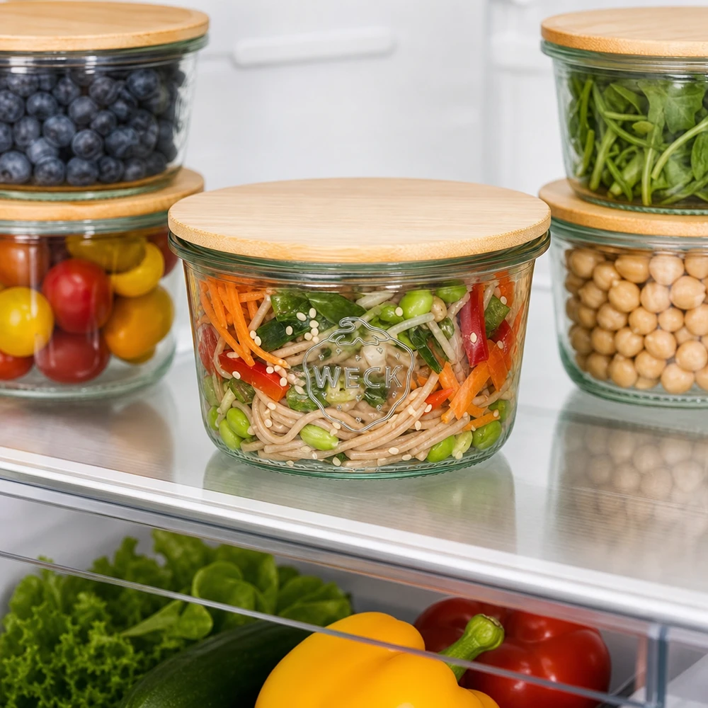 WECK trommels 80ml RR60 met bamboe deksel Koelkast Meal Prep opslag organisatie Het houden van groenten en pasta vers