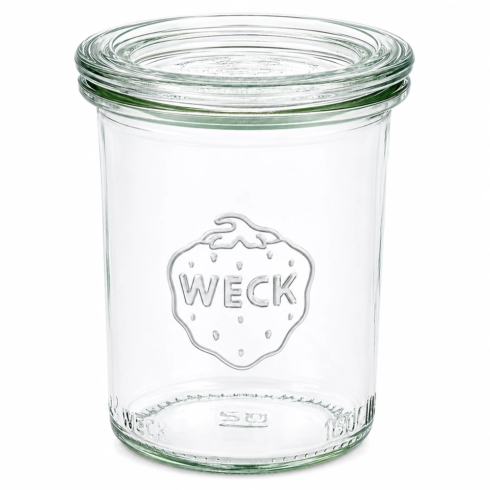 WECK RR60-pot van 160 ml met glazen deksel 160ml WECK RR60 beker met glazen deksel, transparant, inmaakpot voor jam en conserven