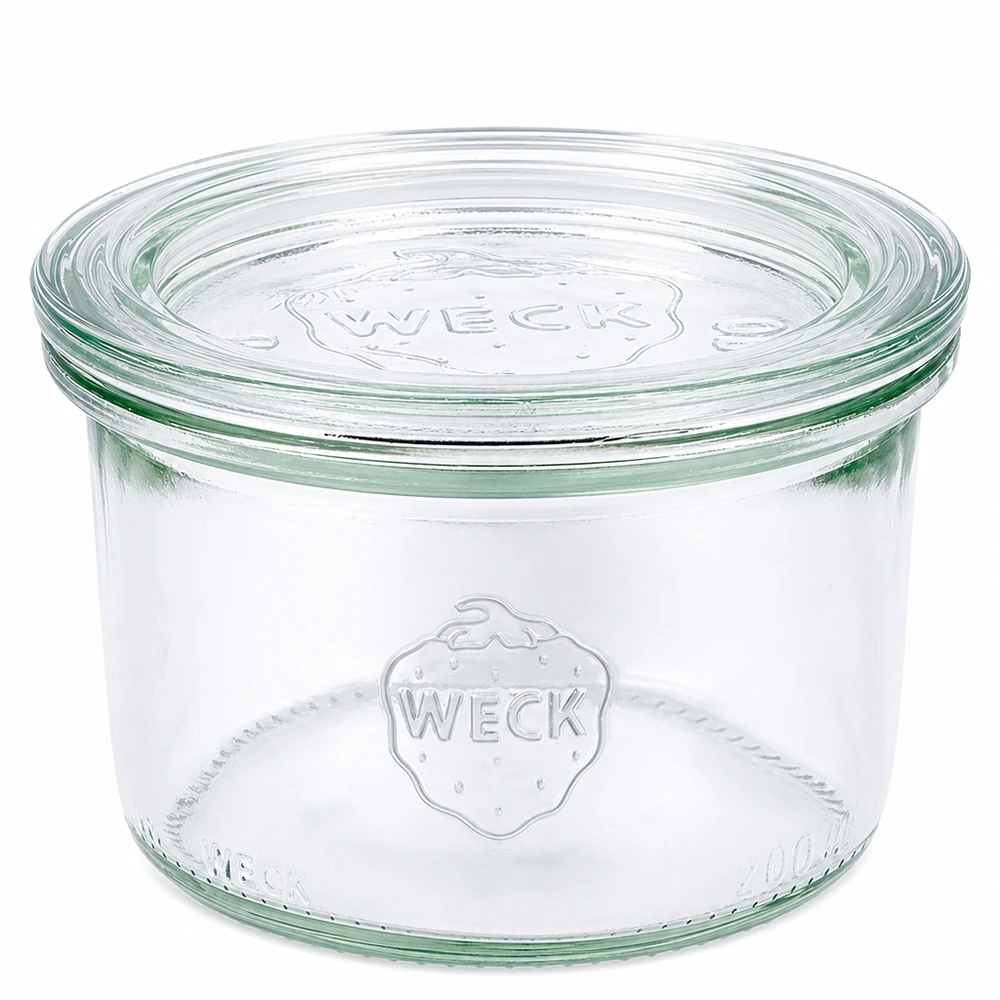 200ml stortglas met glazen deksel WECK RR80 WECK 200ml metselpot met glazen deksel RR80 Transparante metselpot voor conserveren en bewaren