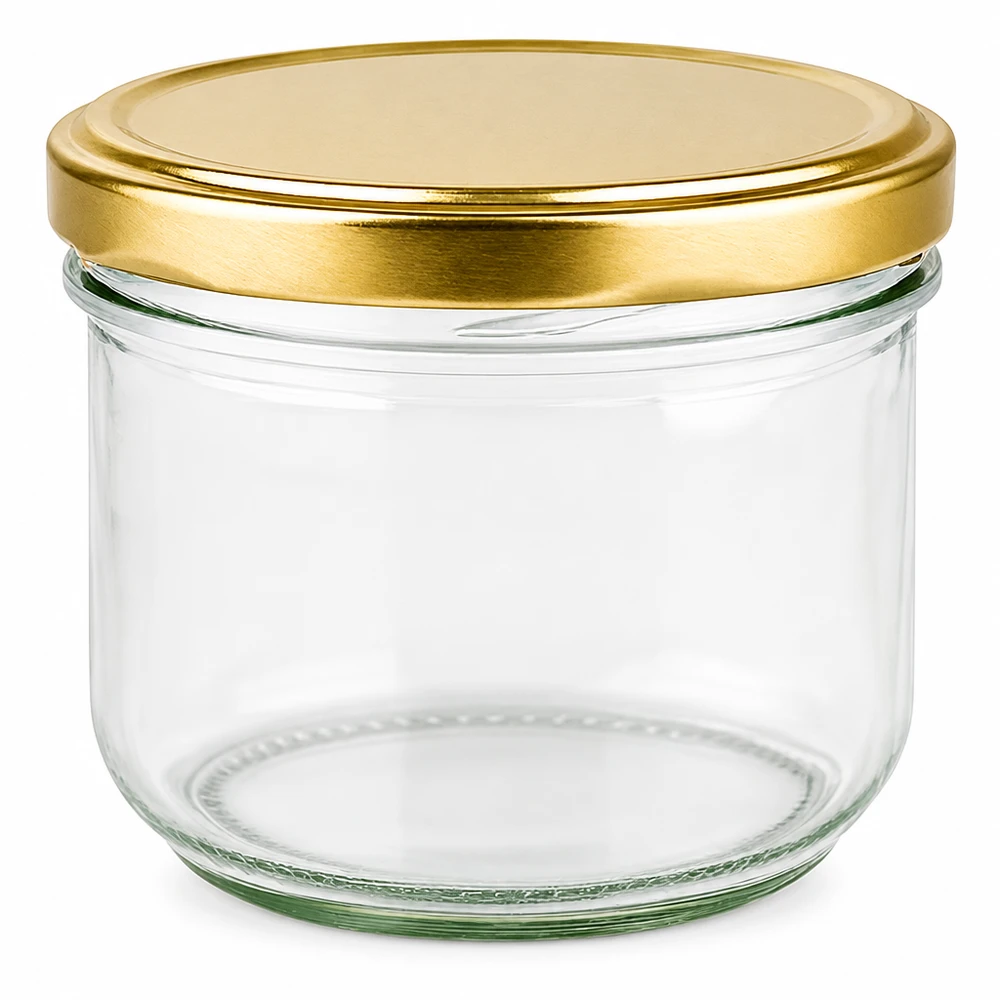 260ml bekers met BasicSeal deksel goud UNiTWIST 260 ml lege bekers met gouden BasicSeal deksel UNiTWIST systeem voor jam en conserven