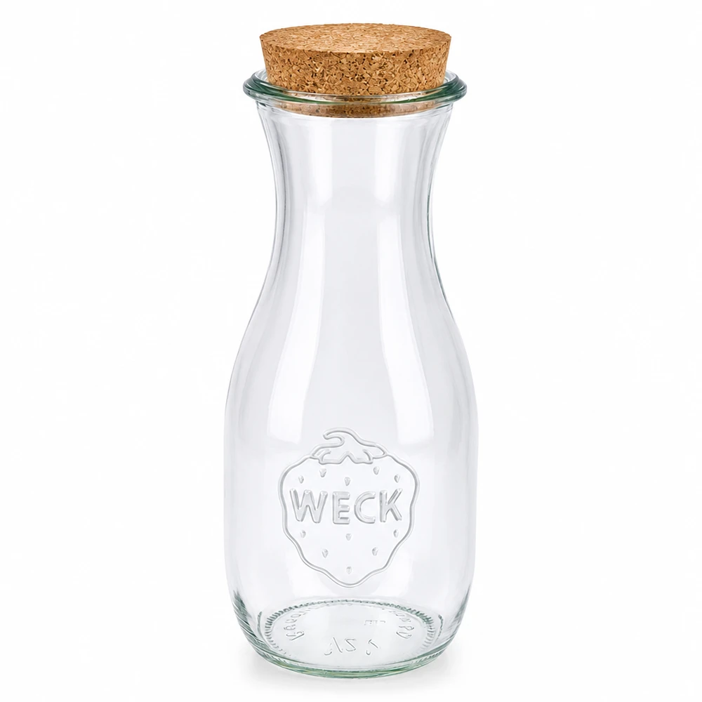 530ml sapflessen WECK RR60 met kurk WECK sapfles 530ml van glas met natuurkurk RR60 sluiting transparante lege inmaakpot voorraadpot