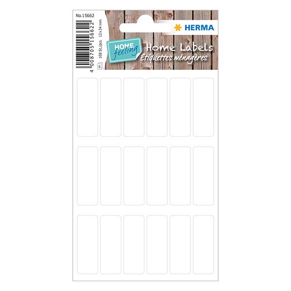 Universele etiketten wit (108 stickers) 12x34mm Universele etiketten wit (108 stickers) 12x34mm
