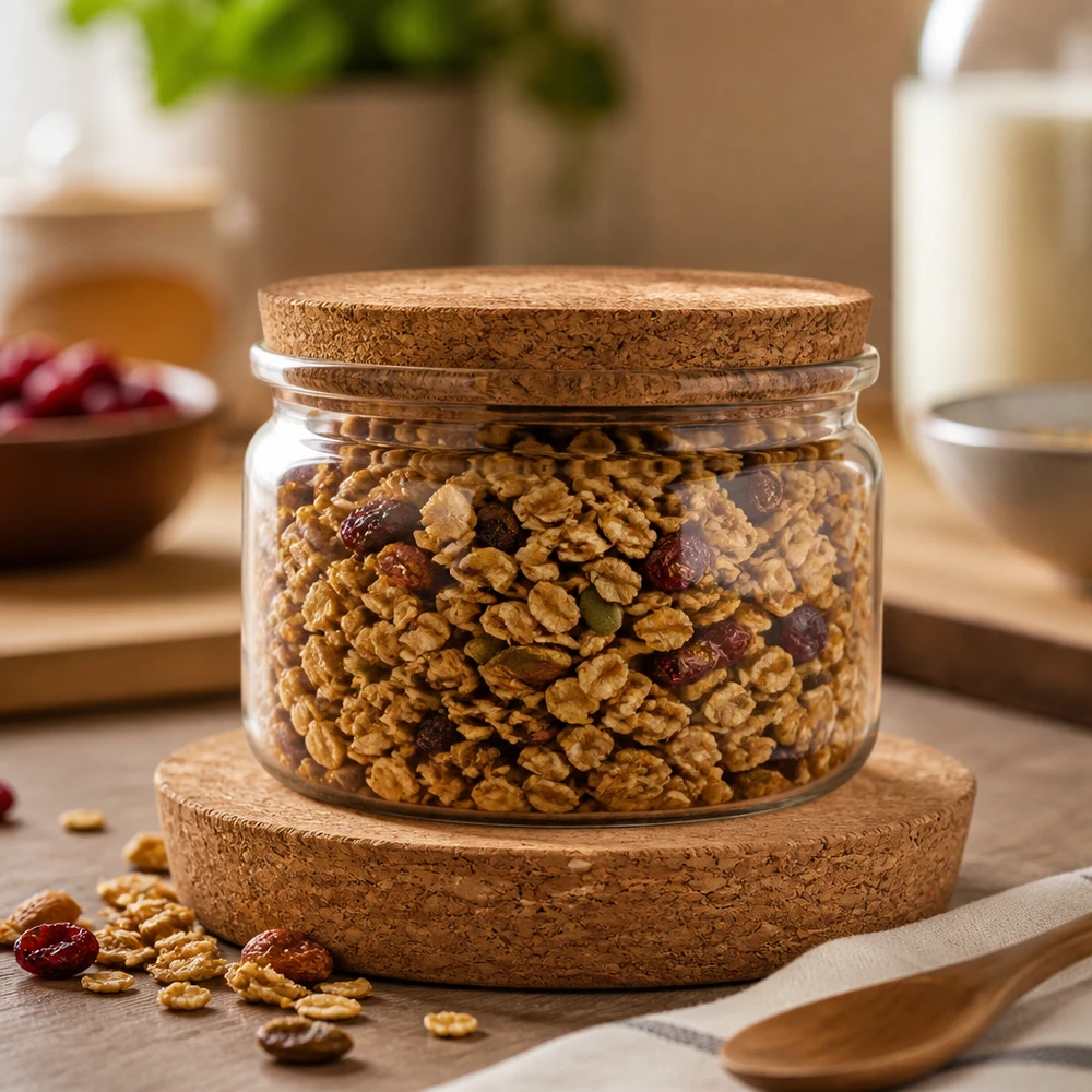 Kurk voor opening 94mm WECK RR100 (ø90/104, H=20mm) WECK RR100 kurk applicatie Muesli voorraadpot met noten gedroogd fruit luchtdichte opslag kurk deksel 94mm