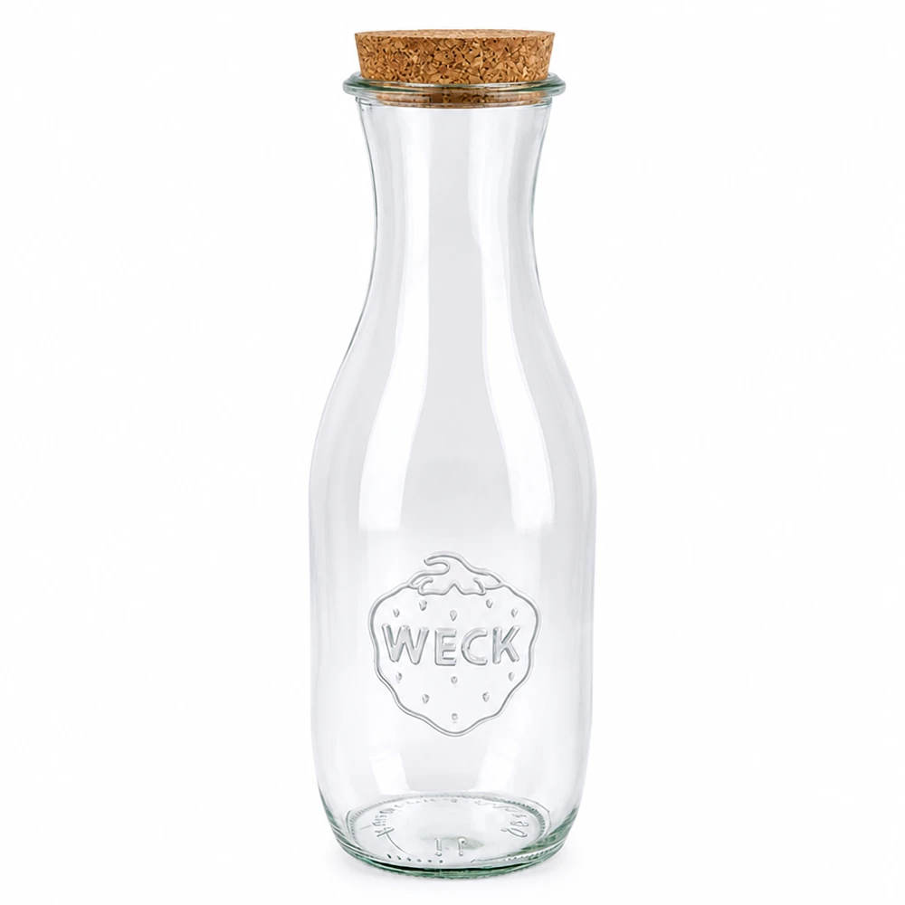 1062ml sapflessen WECK RR60 met kurk WECK sapfles 1062ml RR60 van glas met natuurlijke kurksluiting voor drinken en bewaren