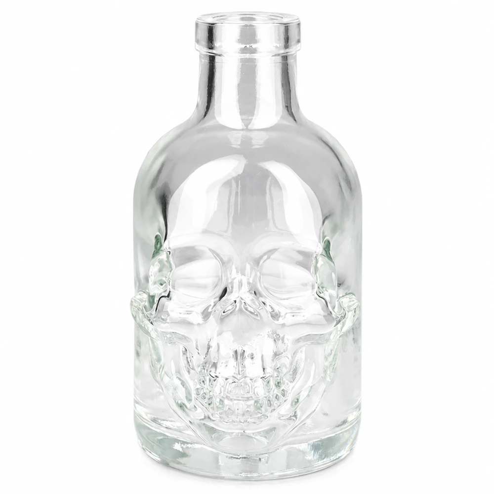 200 ml glazen fles Jack zonder sluiting UNiTWIST® 200ml glazen fles Jack schedelontwerp zonder dop UNiTWIST transparante heldere gedistilleerde drankfles