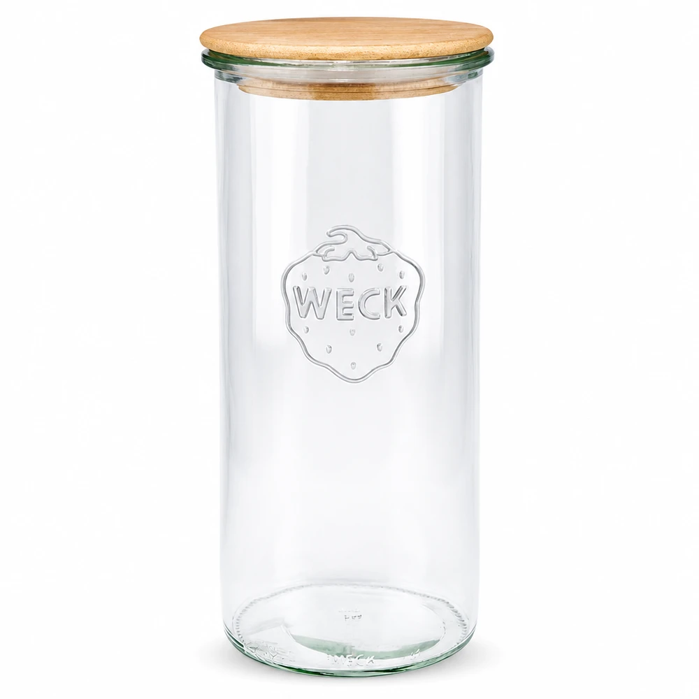 WECK RR100 voorraadpot 1500ml met houten deksel transparante voorraadpot inmaakpot rond