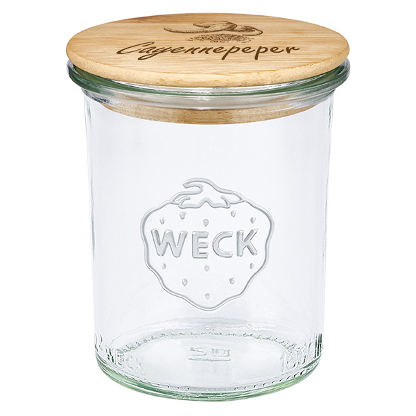Houten dekselset "Cayennepeper" met WECK weckpot 160ml Houten dekselset "Cayennepeper" met WECK weckpot 160ml