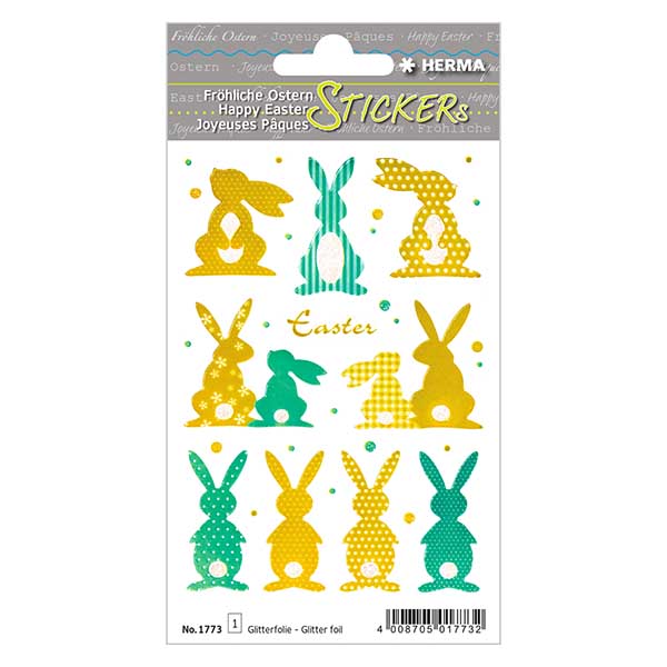 Gouden konijntjes stickers (10 stickers met glitter) Gouden konijntjes stickers (10 stickers met glitter)