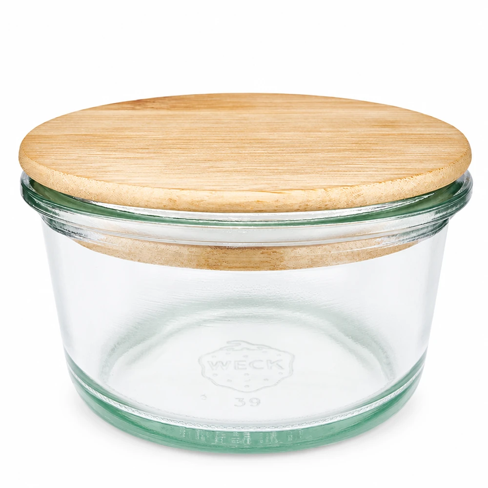WECK gourmetpot 165ml met houten deksel RR80 voorraadpot inmaakpot rond transparant voor keuken