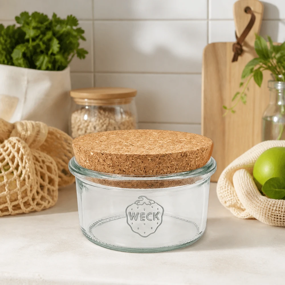 165ml stortglas WECK RR80 met kurk WECK Vorratsglas 165ml RR80 Korkdeckel Küchendeko skandinavisch nachhaltige Aufbewahrung Zero Waste Lifestyle