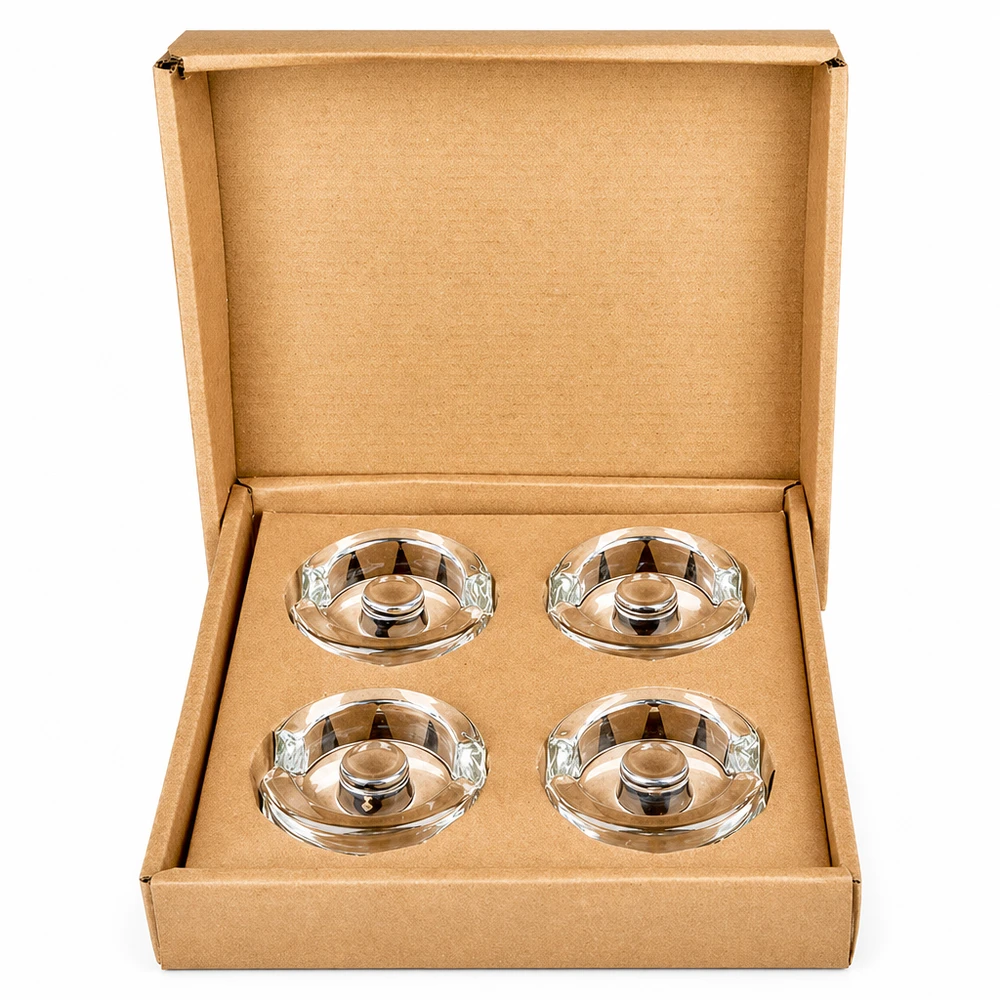Fermentatieglasgewichten met verzonken greep, set van 4 Glazen gistingsgewichten met handvat set van 4 UNiTWIST in bruine kartonnen geschenkverpakking