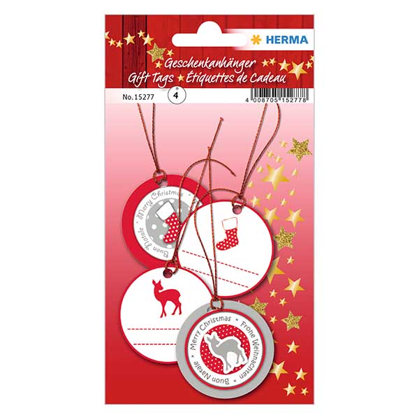 Hanger "Fawn rood" (4 stuks) met 3D glitter Hanger "Fawn rood" (4 stuks) met 3D glitter