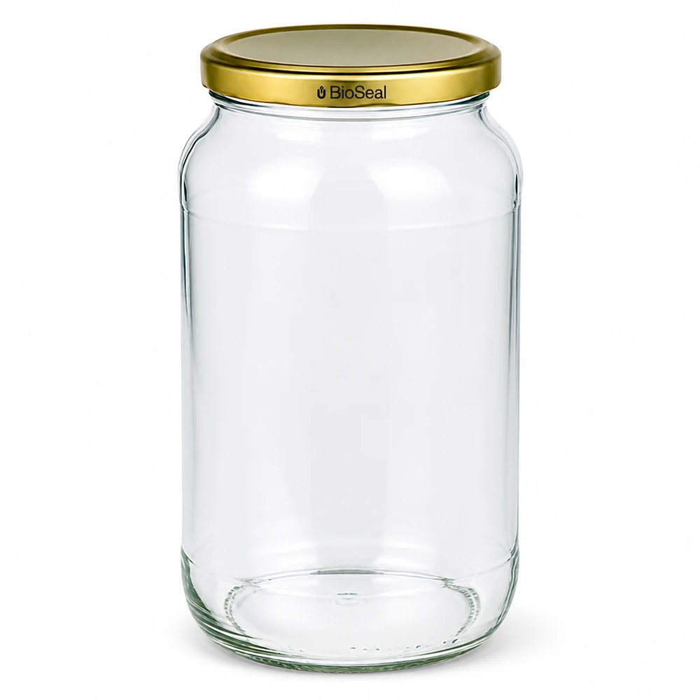 1062ml rond glas met BioSeal deksel goud UNiTWIST UNiTWIST Runda1062 inmaakpot met gouden TO82 BioSeal deksel transparante lege voorraadpot