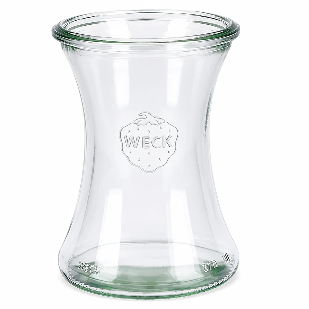 WECK RR80 delicatessenpot van 370 ml WECK delicatessenpot 370ml RR80 van helder glas met reliëflogo en volumeaanduiding