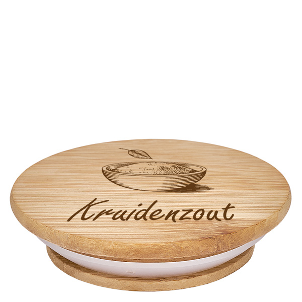 Houten deksel "Kruidenzout" voor WECK RR60 Houten deksel "Kruidenzout" voor WECK RR60