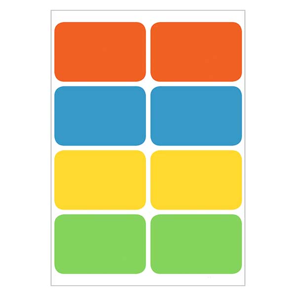 Universele etiketten gekleurd (32 stickers) 26x40mm