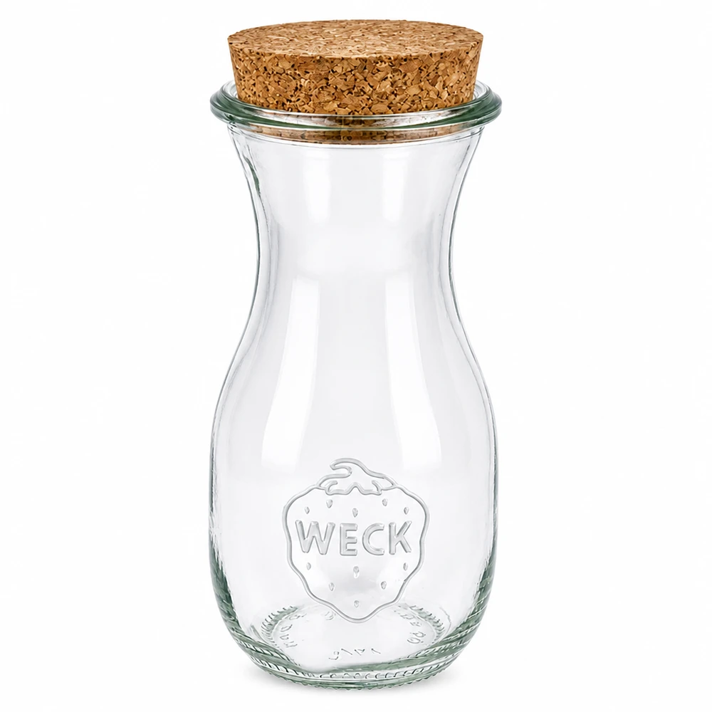 290ml sapflessen WECK RR60 met kurk WECK sapfles 290ml RR60 van glas met natuurlijke kurksluiting transparante lege inmaakpot glazen fles