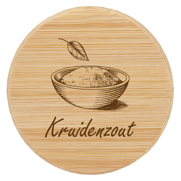 Houten deksel "Kruidenzout" voor WECK RR60 Houten deksel "Kruidenzout" voor WECK RR60