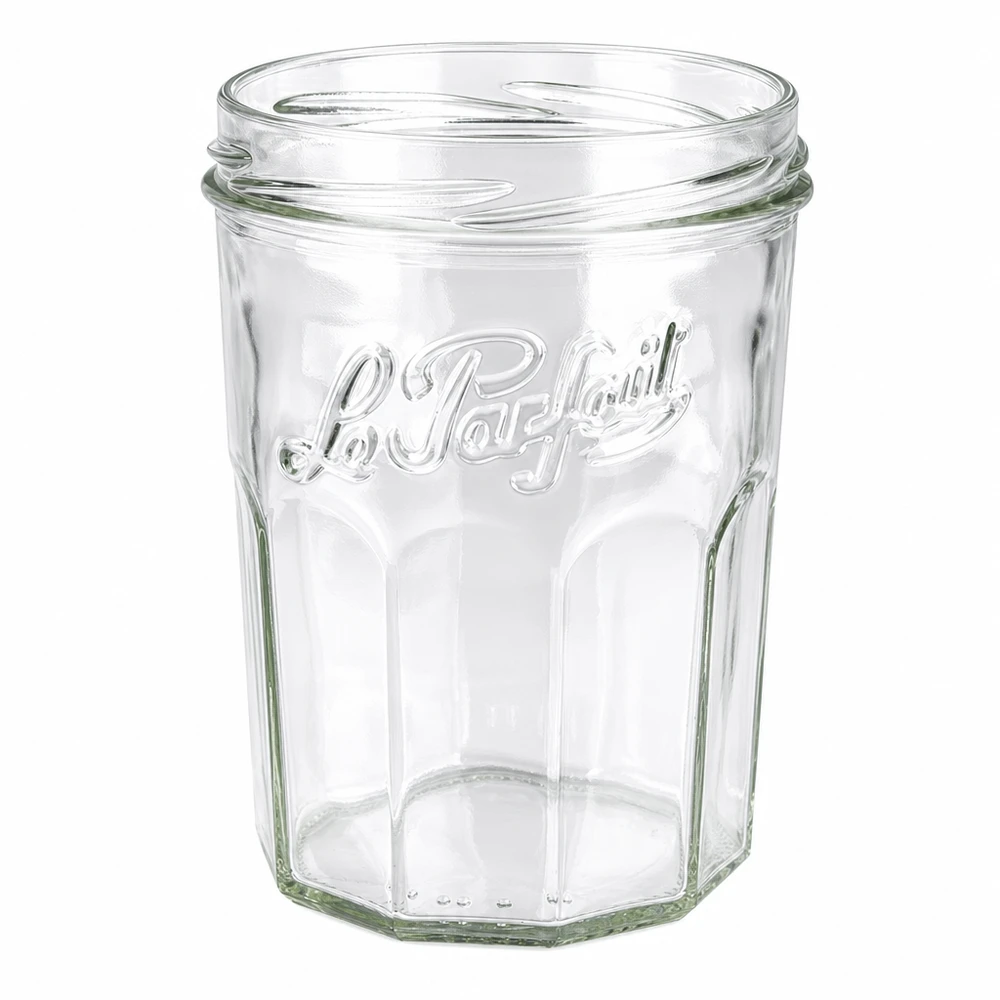 Le Parfait® Jam 385 ml Ø82 mm confituurpot Le Parfait inmaakpot 385 ml zonder deksel met elegante gegroefde structuur en merkopdruk voor jam