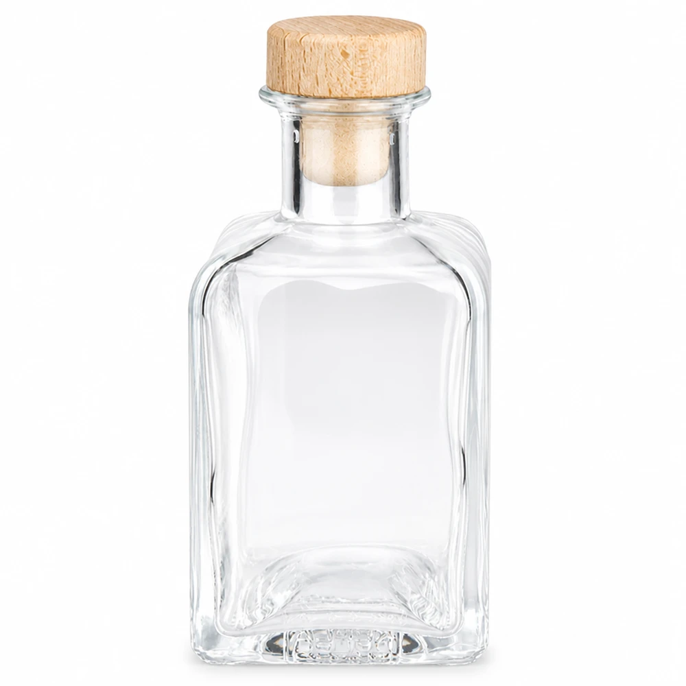 200 ml Apothekersfles Clara met houten handgreepkurk UNiTWIST® 200ml glazen fles Clara met houten kurk leeg transparante rechthoekige kurkstop decoratieve fles